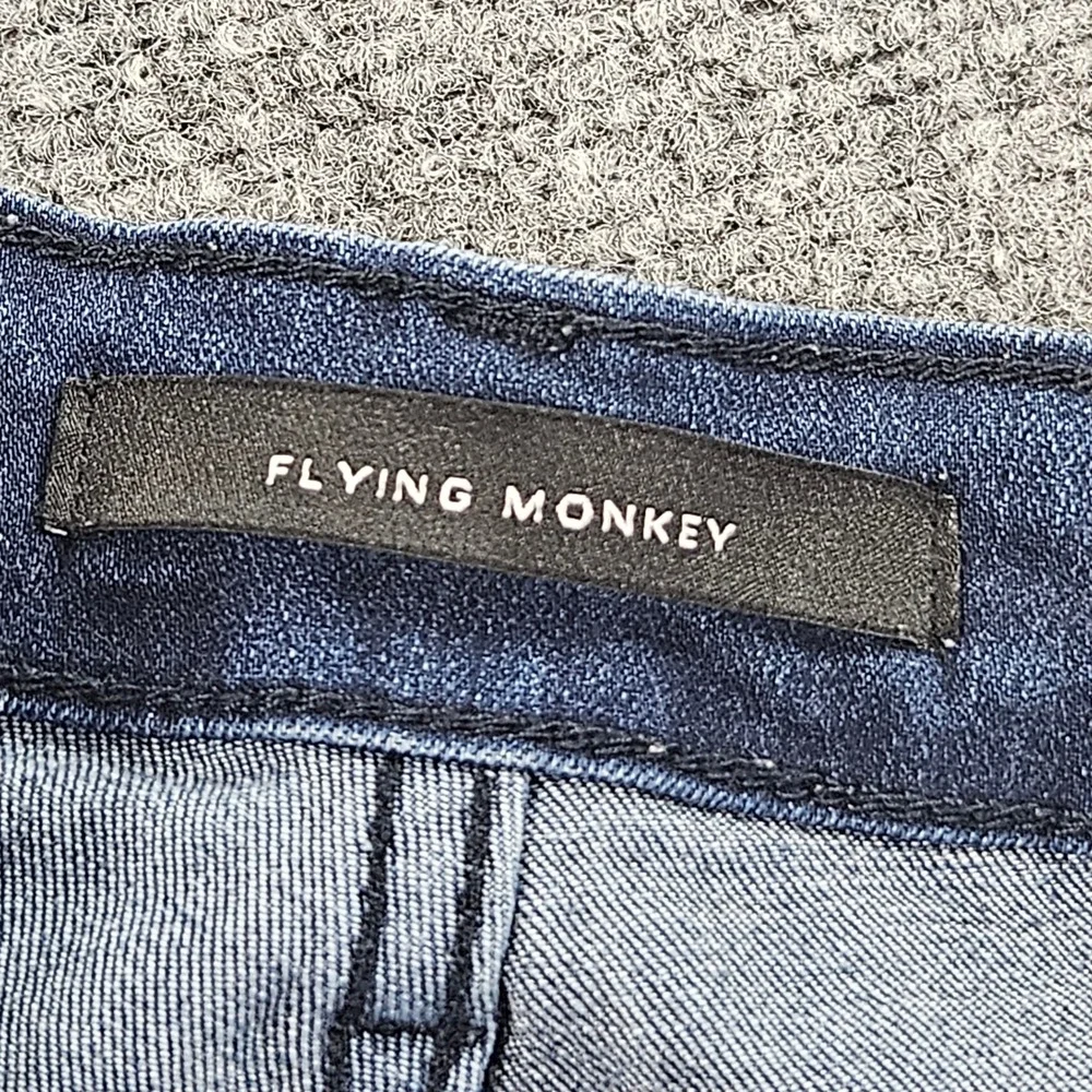 Flying‎ Monkey Flare Jeans Womens 26 Dark Wash Raw Hem Denim Retro Boho Boho